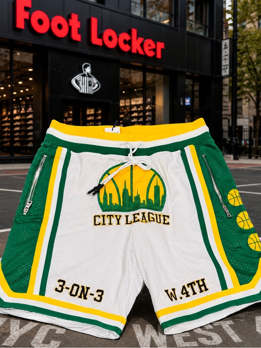 Jordan Craig White, Green & Yellow City League Basketball Shorts